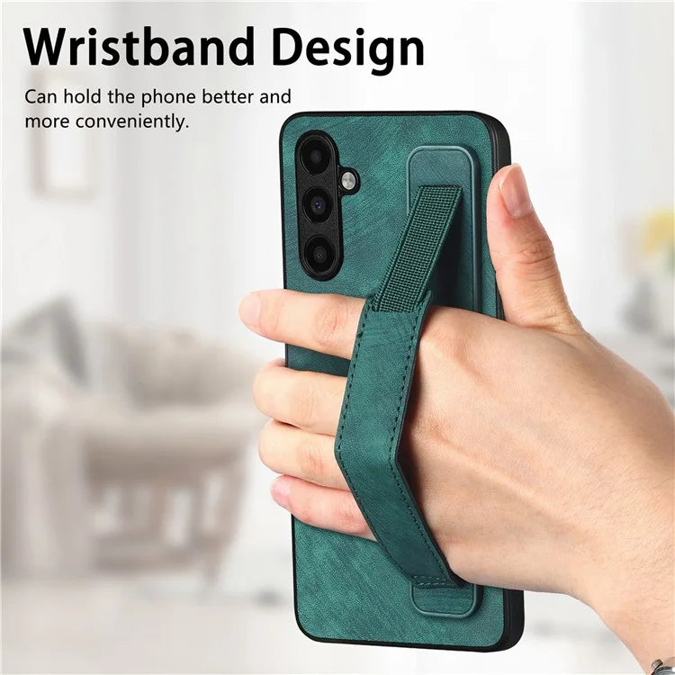 D11 For Samsung Galaxy A05s 4G Kickstand Case Retro Texture PU+TPU Phone Cover
