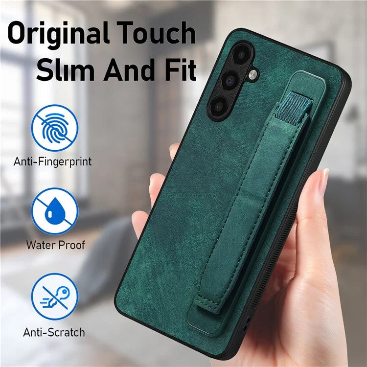 D11 For Samsung Galaxy A05s 4G Kickstand Case Retro Texture PU+TPU Phone Cover
