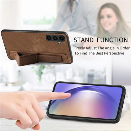D11 For Samsung Galaxy A05s 4G Kickstand Case Retro Texture PU+TPU Phone Cover