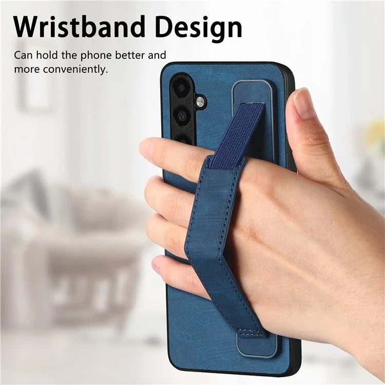 D11 For Samsung Galaxy A05s 4G Kickstand Case Retro Texture PU+TPU Phone Cover