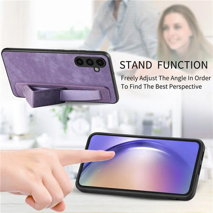 D11 For Samsung Galaxy A05s 4G Kickstand Case Retro Texture PU+TPU Phone Cover