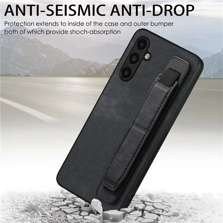 D11 For Samsung Galaxy M15 5G Wristband Case PU Leather+TPU Anti-fall Protective Shell