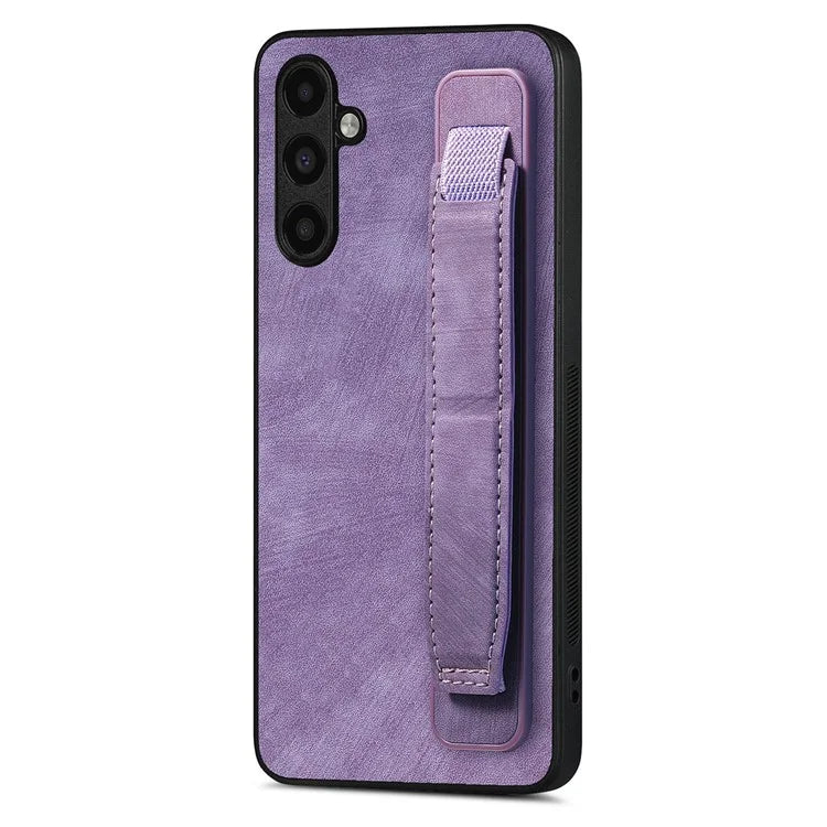 D11 For Samsung Galaxy M15 5G Wristband Case PU Leather+TPU Anti-fall Protective Shell