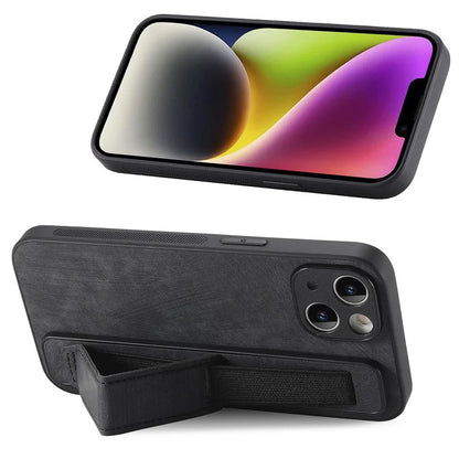 D11 For iPhone 15 Plus Case Retro Leather+TPU Wristband Drop Protection Phone Cover
