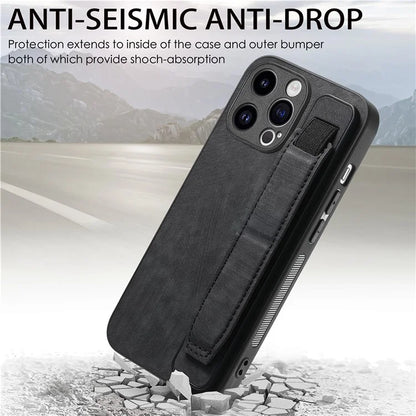 D11 For iPhone 15 Pro Max Case Kickstand PU Leather+TPU Phone Cover
