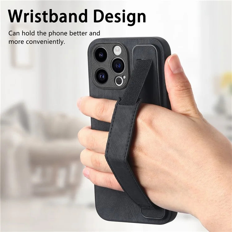 D11 For iPhone 15 Pro Max Case Kickstand PU Leather+TPU Phone Cover