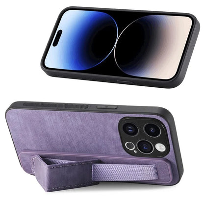 D11 For iPhone 15 Pro Max Case Kickstand PU Leather+TPU Phone Cover