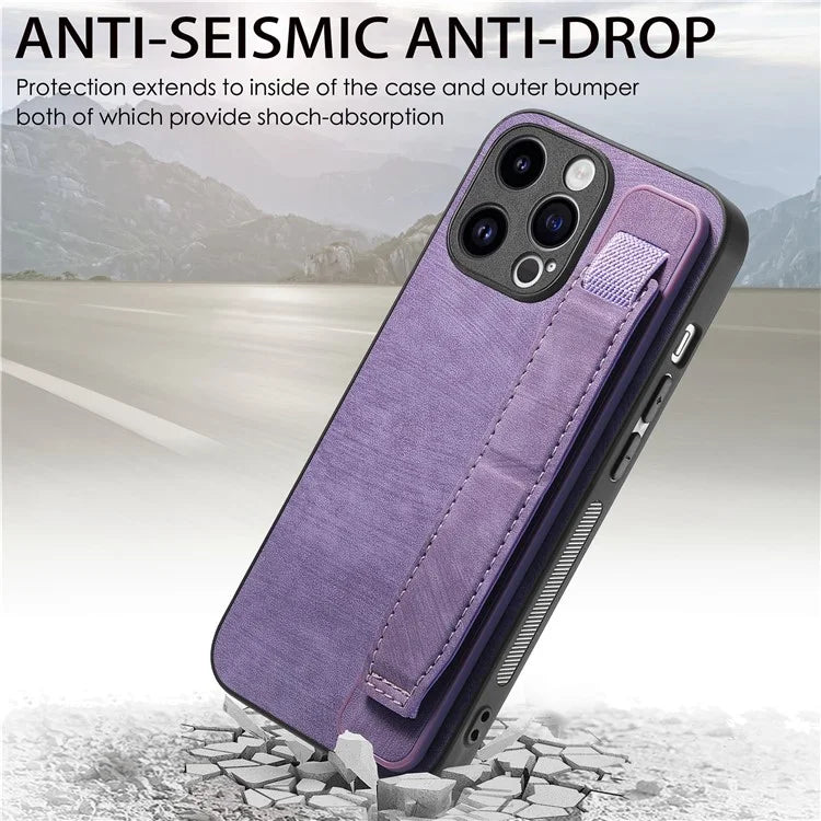 D11 For iPhone 15 Pro Max Case Kickstand PU Leather+TPU Phone Cover