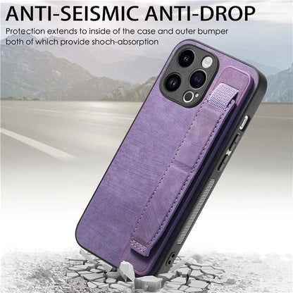 D11 For iPhone 15 Pro Max Case Kickstand PU Leather+TPU Phone Cover