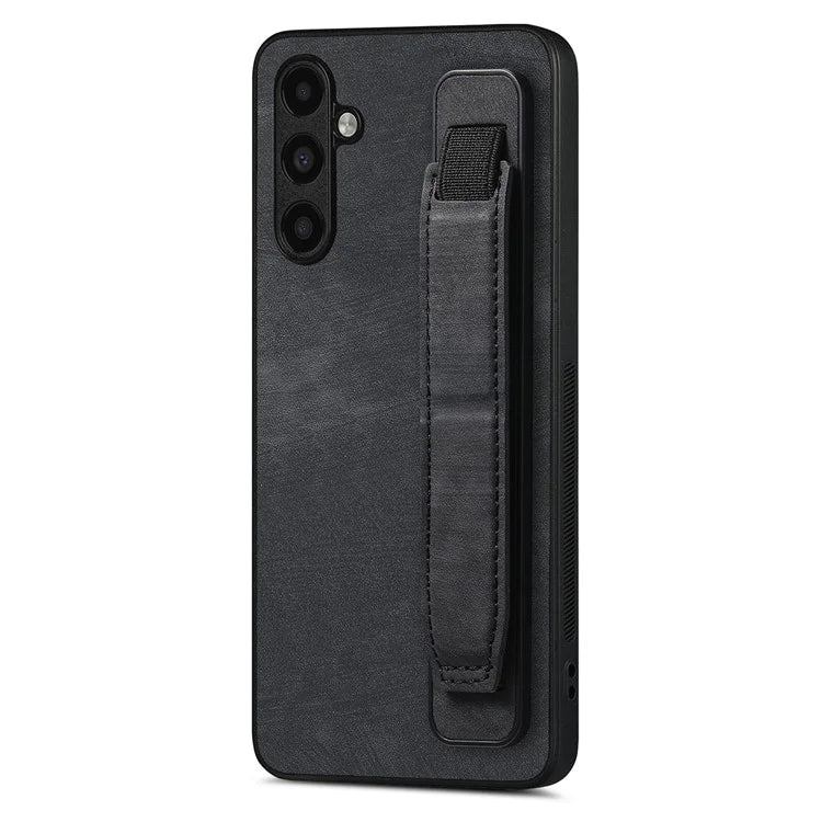 D11 For Samsung Galaxy A34 5G Case Retro PU Leather+TPU Wristband Kickstand Phone Shell