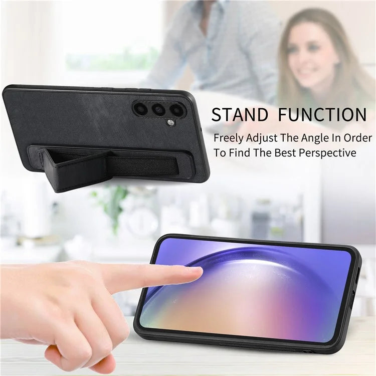 D11 For Samsung Galaxy A25 5G (Global) (161.0 x 76.5 x 8.3mm) Case Wristband Soft PU Leather+TPU Phone Shell