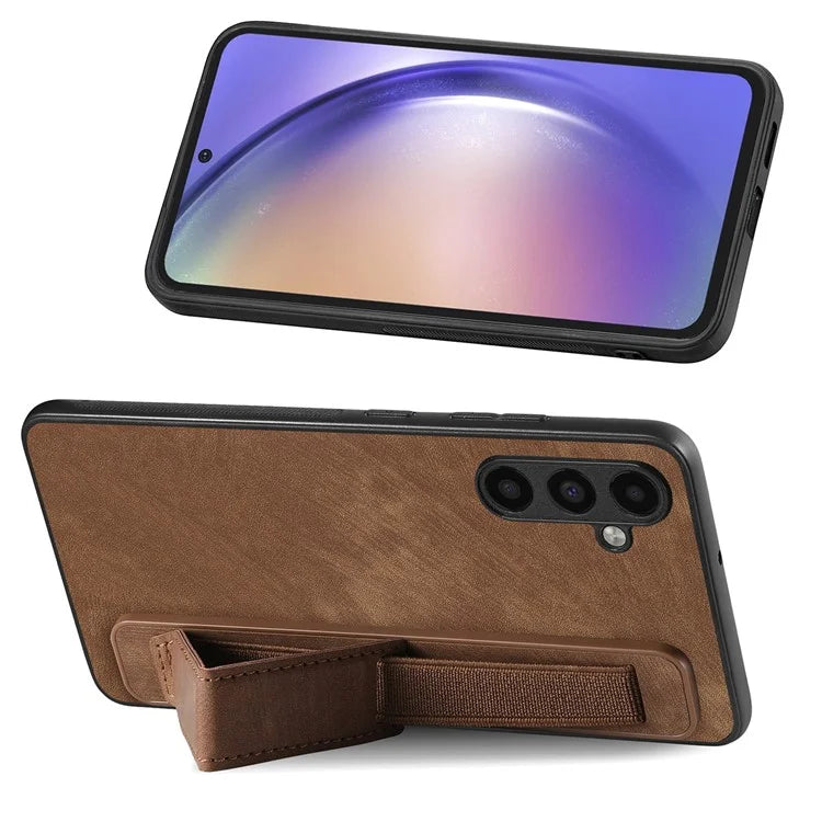 D11 For Samsung Galaxy A24 4G (162.1 x 77.6 x 8.3mm) PU Leather+TPU Case Wristband Phone Shell