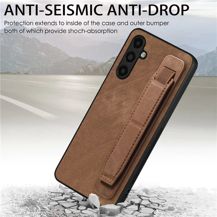 D11 For Samsung Galaxy A24 4G (162.1 x 77.6 x 8.3mm) PU Leather+TPU Case Wristband Phone Shell