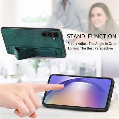 D11 For Samsung Galaxy A15 4G / 5G Case Wristband Kickstand PU Leather+TPU Phone Back Cover
