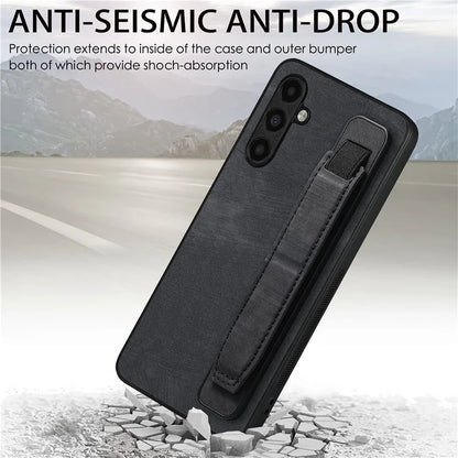 D11 For Samsung Galaxy S23 FE PU+TPU Phone Cover Retro Texture Kickstand Case