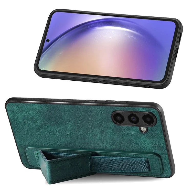 D11 For Samsung Galaxy S23 FE PU+TPU Phone Cover Retro Texture Kickstand Case