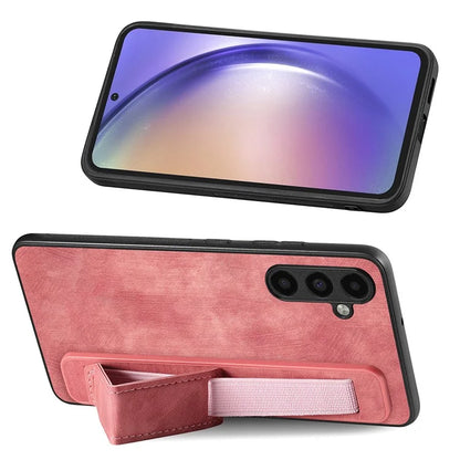 D11 For Samsung Galaxy S23 FE PU+TPU Phone Cover Retro Texture Kickstand Case
