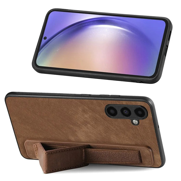 D11 For Samsung Galaxy S23 FE PU+TPU Phone Cover Retro Texture Kickstand Case