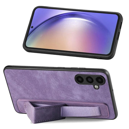 D11 For Samsung Galaxy S23 FE PU+TPU Phone Cover Retro Texture Kickstand Case