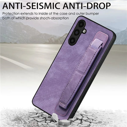 D11 For Samsung Galaxy S23 FE PU+TPU Phone Cover Retro Texture Kickstand Case