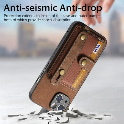D9 For iPhone 14 Case Wristband PU Leather Vintage Texture Shockproof Cover