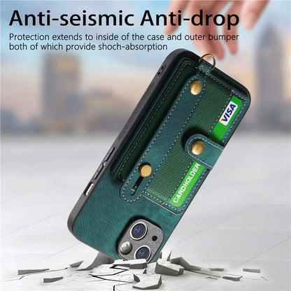 D9 For iPhone 14 Case Wristband PU Leather Vintage Texture Shockproof Cover