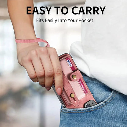 D9 For iPhone 14 Case Wristband PU Leather Vintage Texture Shockproof Cover