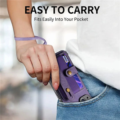 D9 For iPhone 14 Case Wristband PU Leather Vintage Texture Shockproof Cover