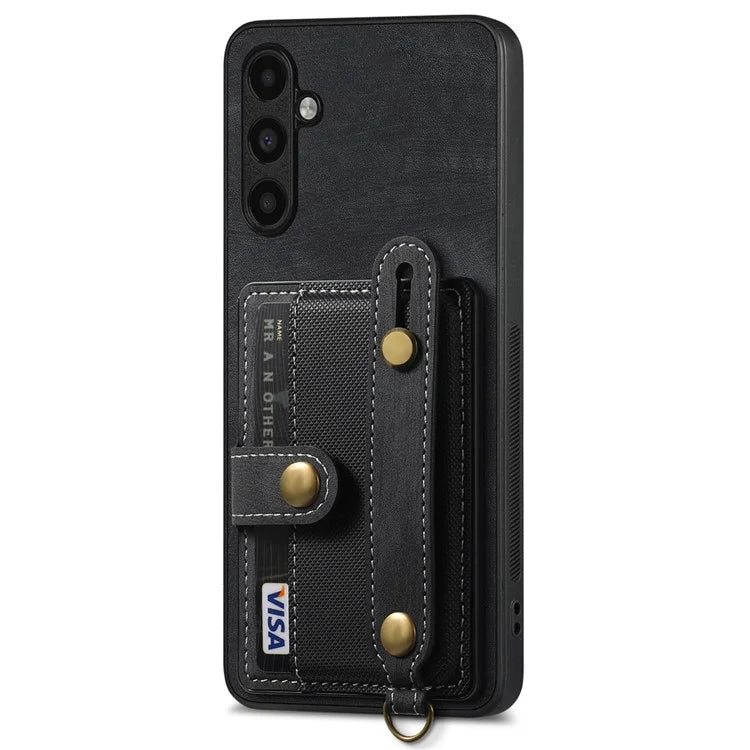 D9 For Samsung Galaxy A05s 4G Case Wristband Kickstand PU Leather+PC+TPU Phone Cover