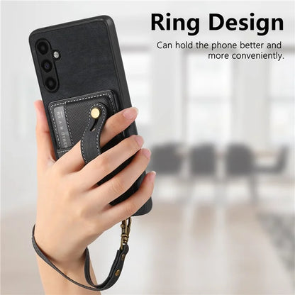 D9 For Samsung Galaxy A05s 4G Case Wristband Kickstand PU Leather+PC+TPU Phone Cover