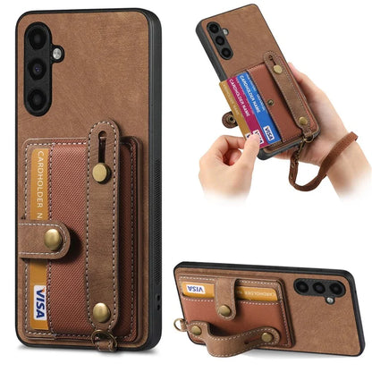 D9 For Samsung Galaxy A05s 4G Case Wristband Kickstand PU Leather+PC+TPU Phone Cover