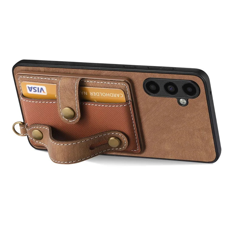 D9 For Samsung Galaxy A05s 4G Case Wristband Kickstand PU Leather+PC+TPU Phone Cover