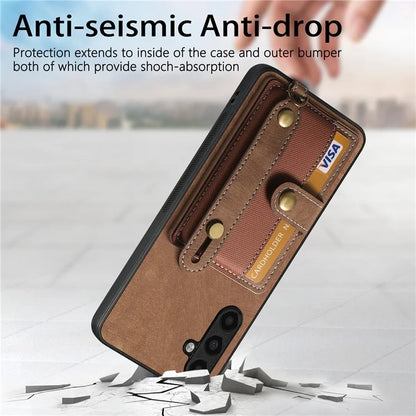 D9 For Samsung Galaxy A05s 4G Case Wristband Kickstand PU Leather+PC+TPU Phone Cover
