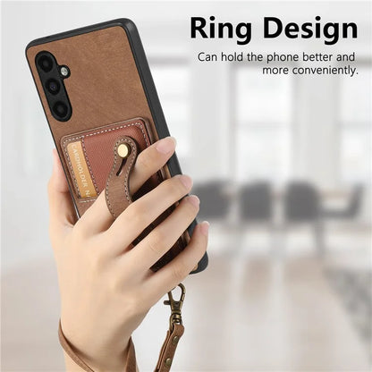 D9 For Samsung Galaxy A05s 4G Case Wristband Kickstand PU Leather+PC+TPU Phone Cover
