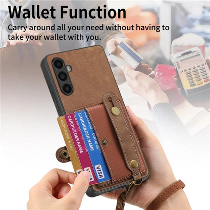 D9 For Samsung Galaxy A05s 4G Case Wristband Kickstand PU Leather+PC+TPU Phone Cover