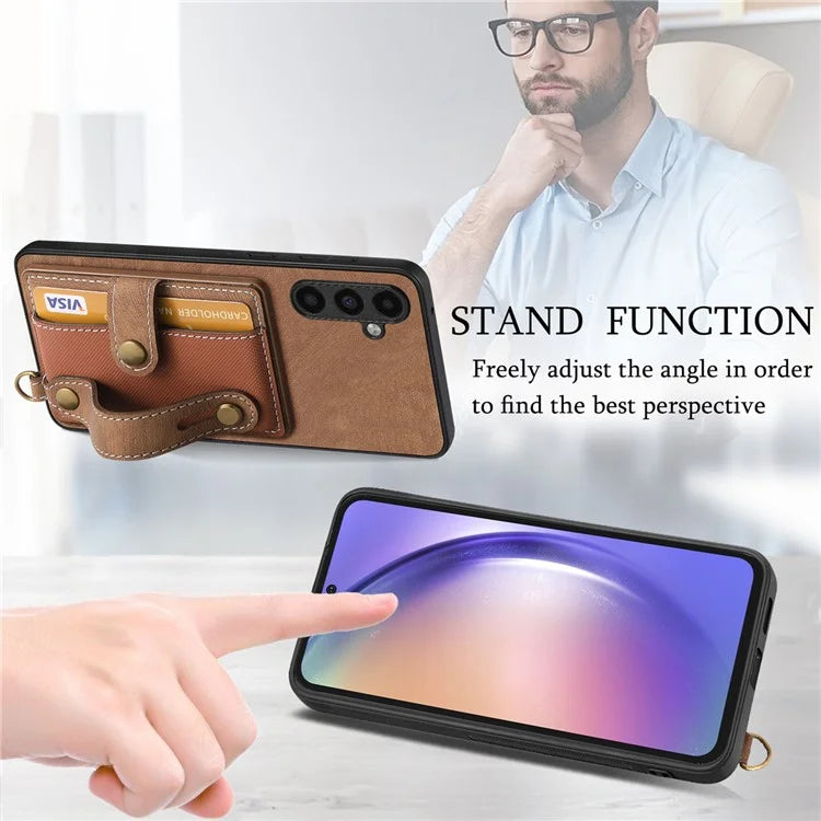 D9 For Samsung Galaxy A05s 4G Case Wristband Kickstand PU Leather+PC+TPU Phone Cover