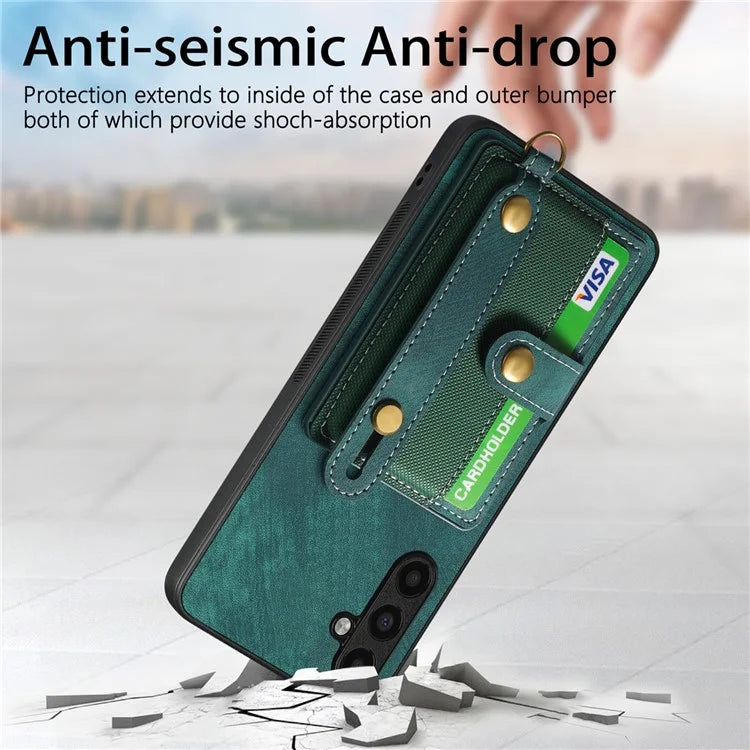 D9 For Samsung Galaxy A05s 4G Case Wristband Kickstand PU Leather+PC+TPU Phone Cover