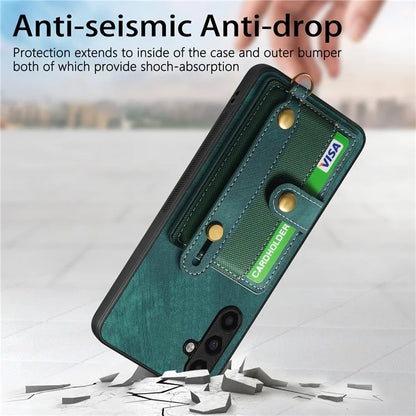 D9 For Samsung Galaxy A05s 4G Case Wristband Kickstand PU Leather+PC+TPU Phone Cover
