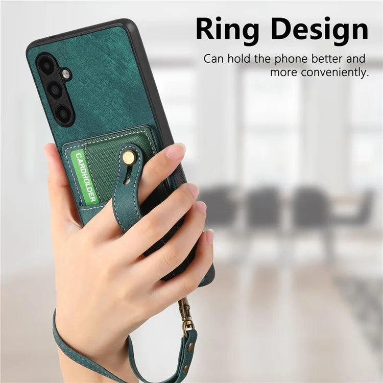 D9 For Samsung Galaxy A05s 4G Case Wristband Kickstand PU Leather+PC+TPU Phone Cover