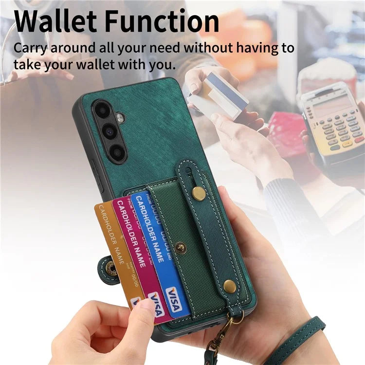 D9 For Samsung Galaxy A05s 4G Case Wristband Kickstand PU Leather+PC+TPU Phone Cover