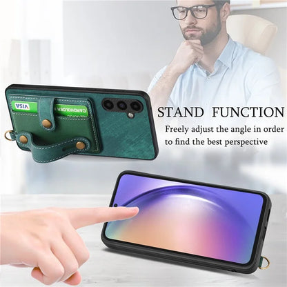 D9 For Samsung Galaxy A05s 4G Case Wristband Kickstand PU Leather+PC+TPU Phone Cover