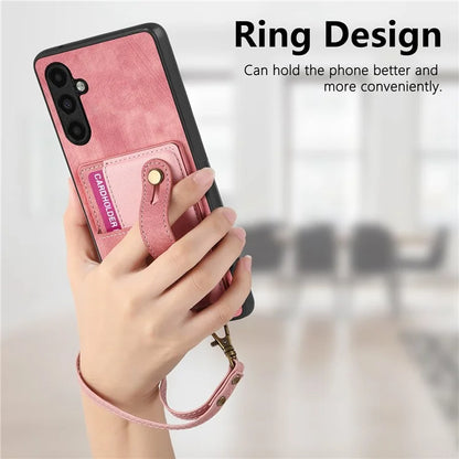 D9 For Samsung Galaxy A05s 4G Case Wristband Kickstand PU Leather+PC+TPU Phone Cover