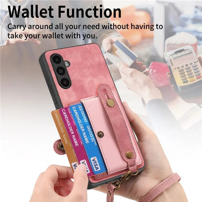 D9 For Samsung Galaxy A05s 4G Case Wristband Kickstand PU Leather+PC+TPU Phone Cover