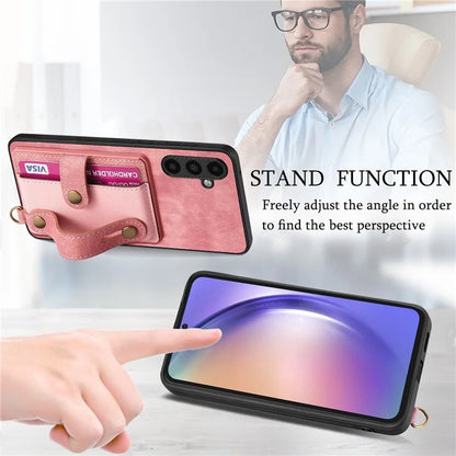 D9 For Samsung Galaxy A05s 4G Case Wristband Kickstand PU Leather+PC+TPU Phone Cover