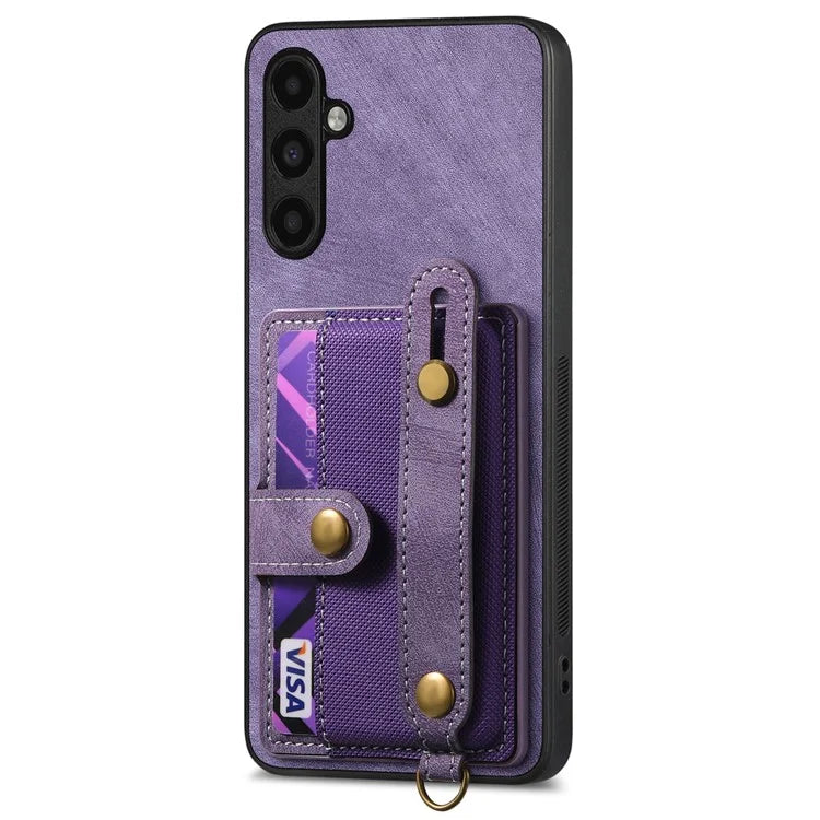 D9 For Samsung Galaxy A05s 4G Case Wristband Kickstand PU Leather+PC+TPU Phone Cover