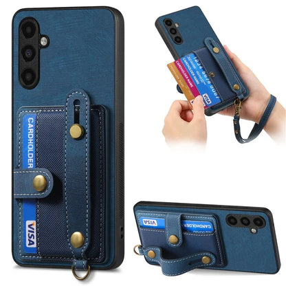 D9 For Samsung Galaxy A05s 4G Case Wristband Kickstand PU Leather+PC+TPU Phone Cover