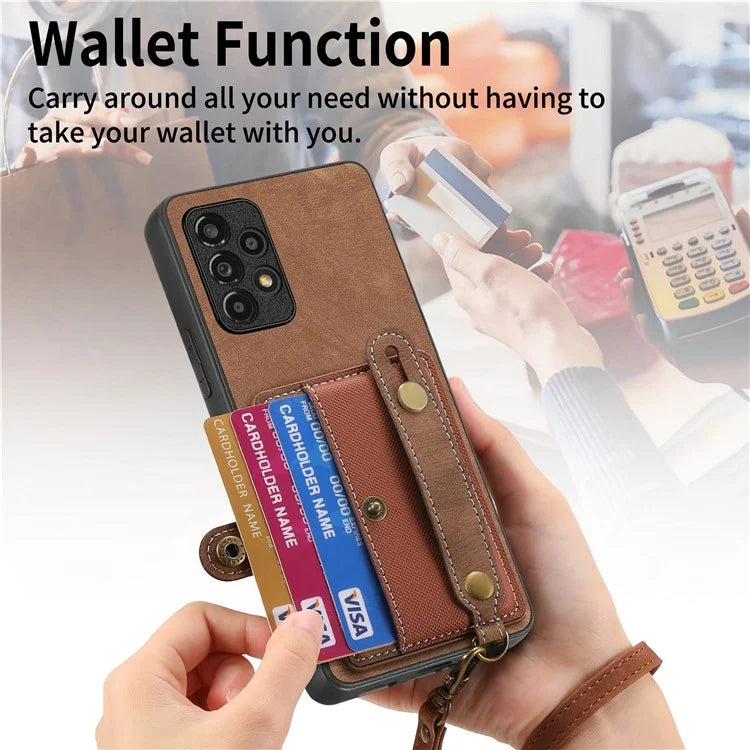 D9 For Samsung Galaxy A53 5G Case PU Leather+PC+TPU Anti-slip Phone Cover with Card Holder