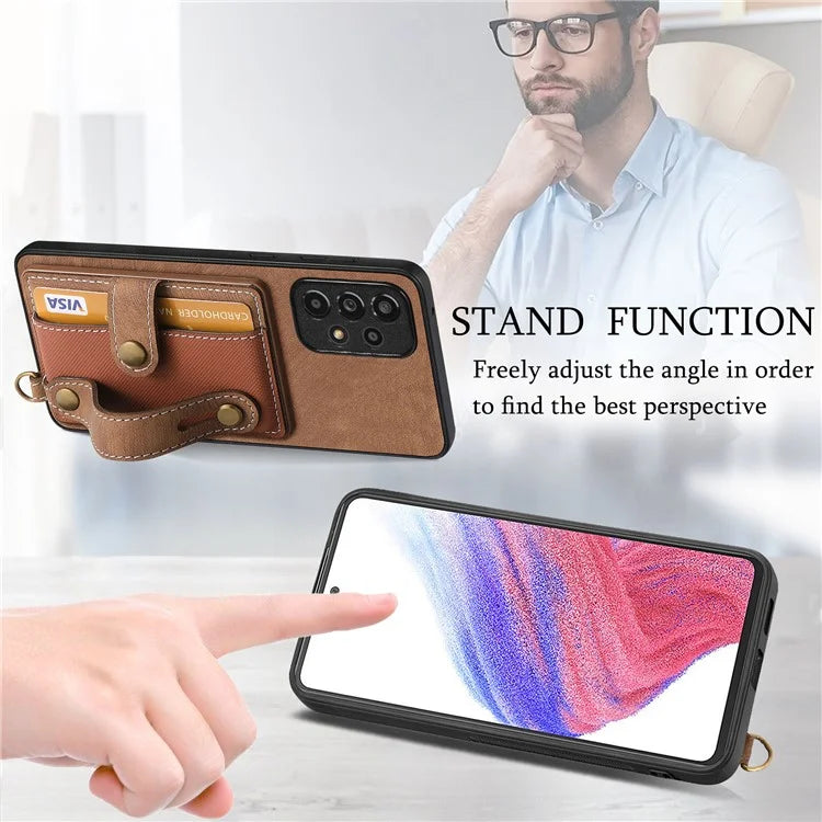 D9 For Samsung Galaxy A53 5G Case PU Leather+PC+TPU Anti-slip Phone Cover with Card Holder