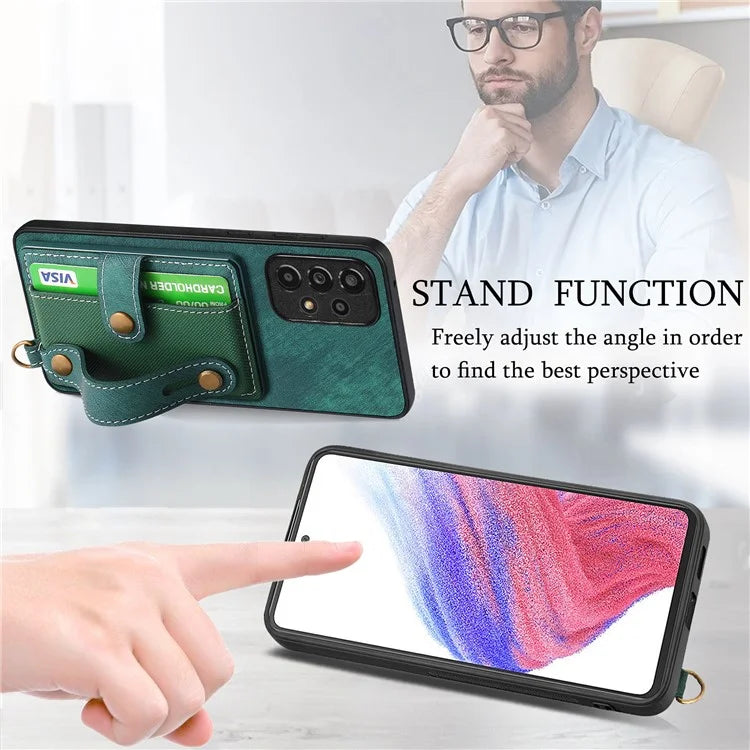 D9 For Samsung Galaxy A53 5G Case PU Leather+PC+TPU Anti-slip Phone Cover with Card Holder