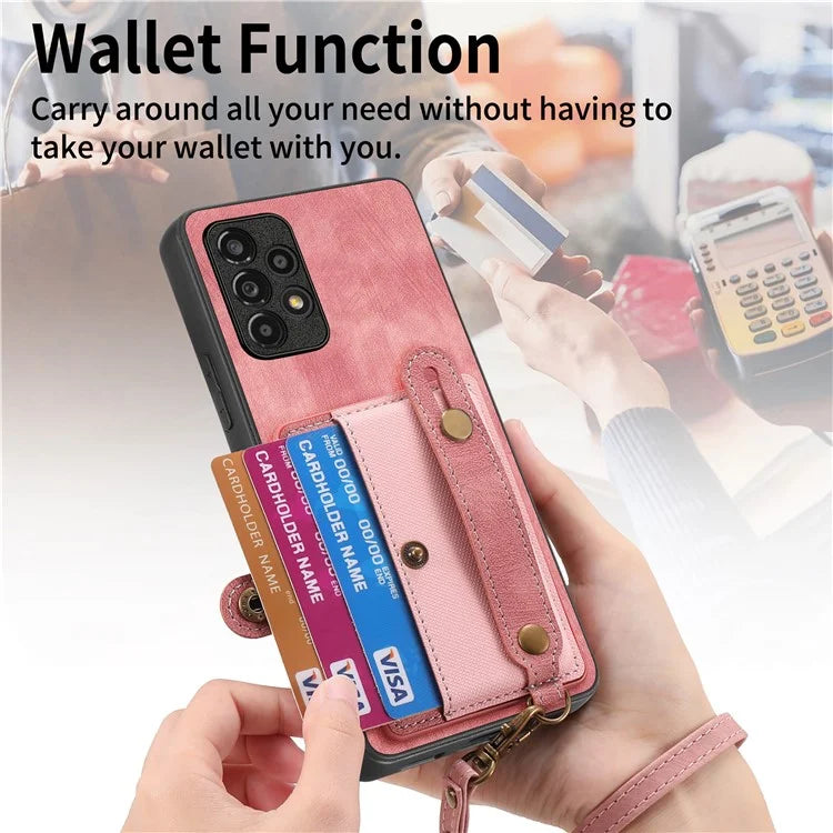 D9 For Samsung Galaxy A53 5G Case PU Leather+PC+TPU Anti-slip Phone Cover with Card Holder